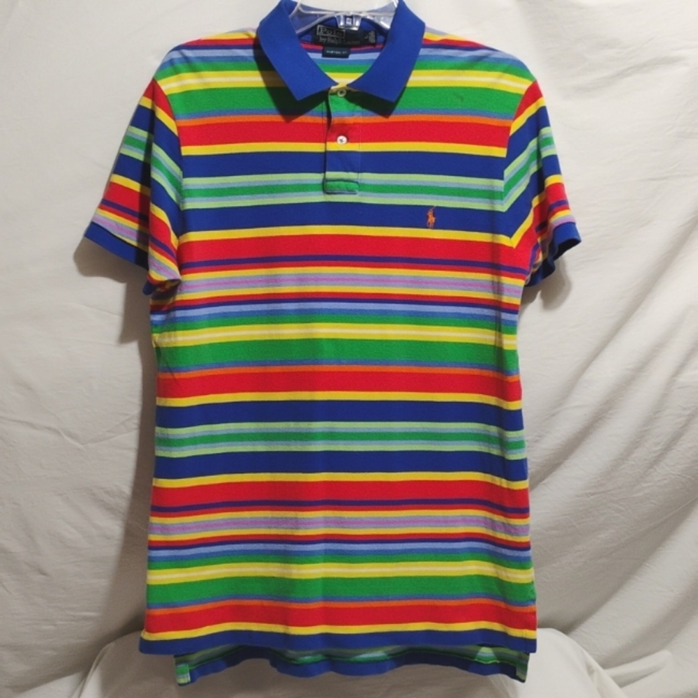 (D-16) Polo By Ralph Lauren Multicolor Striped Polo Shirt Sz.L Gently Worn
